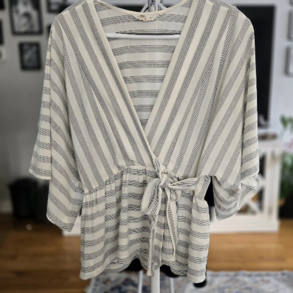 Club Monaco striped Tie-Front Blouse